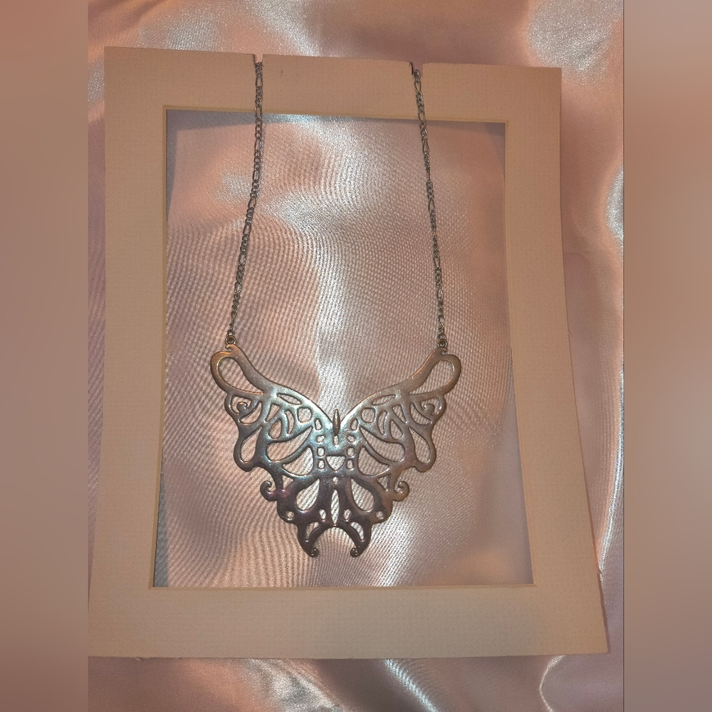 Butterfly Silver tone Necklace